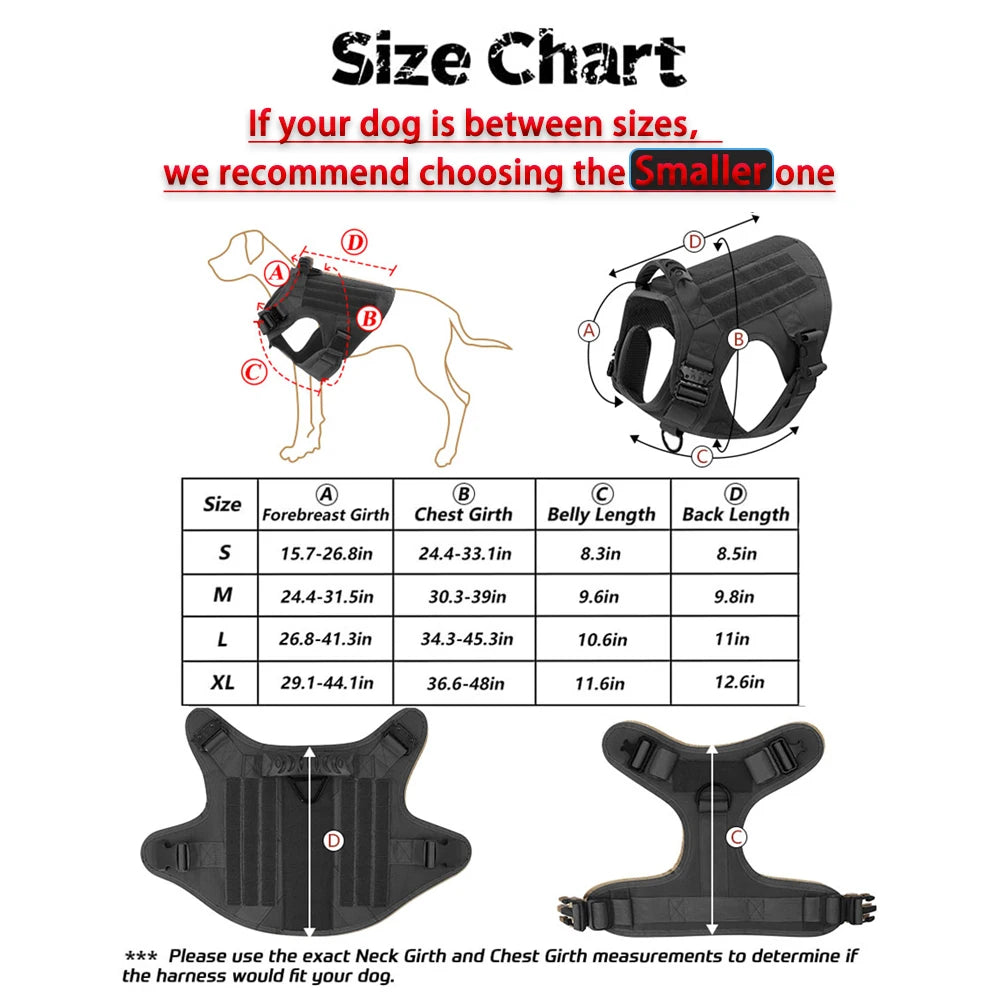 PETRAVELCN Military Large Dog Harness Vest Set for Malinois Training