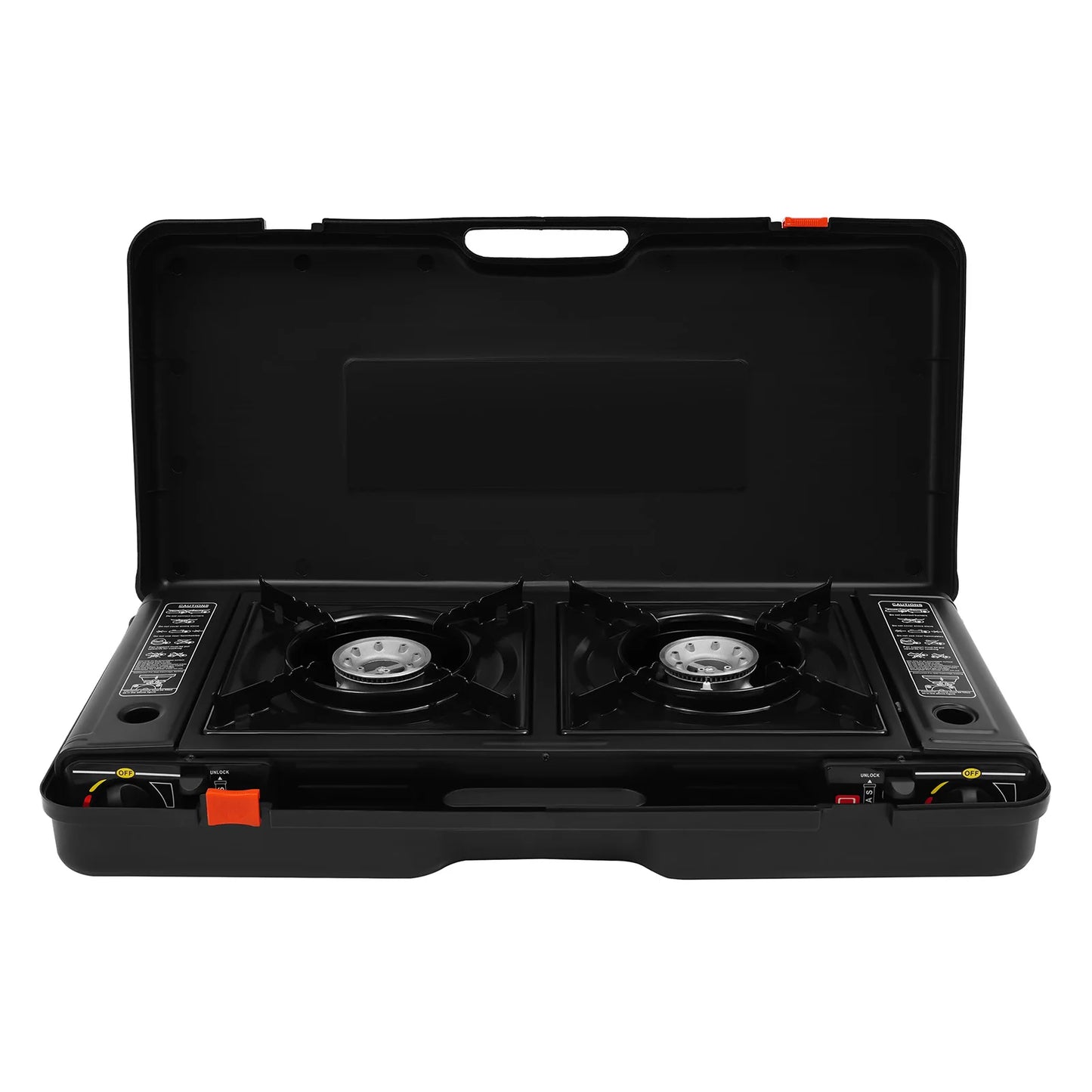 2 Burner 2500W Portable Camping Stove With Baking Tray And Case Butane Or LPG