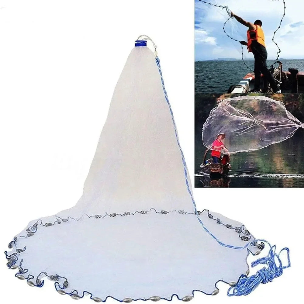 American Saltwater Cast Net for Bait With Heavy Zinc Sinker