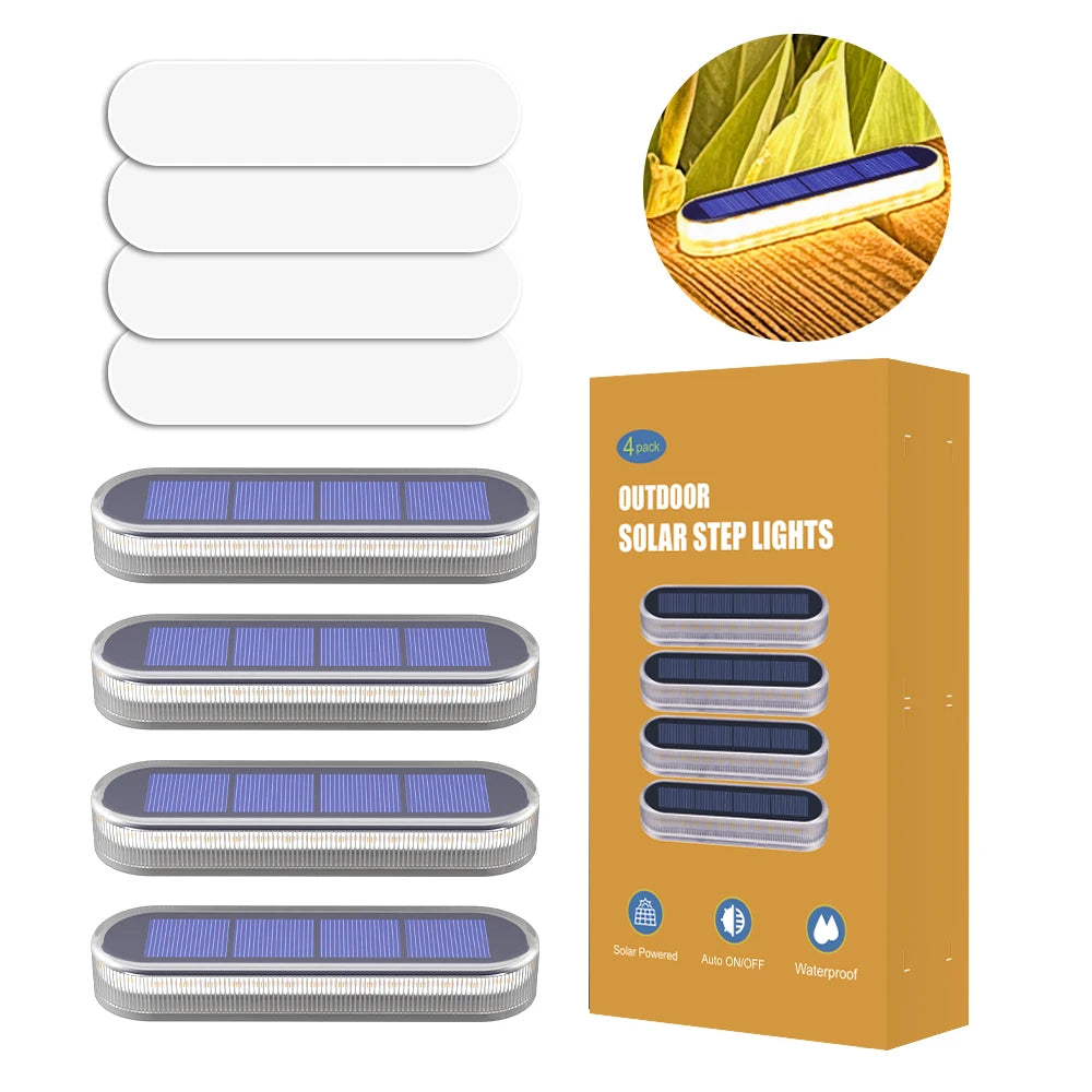 Solar Deck Lights IP68 Waterproof 4 Pack LED Step Lighting