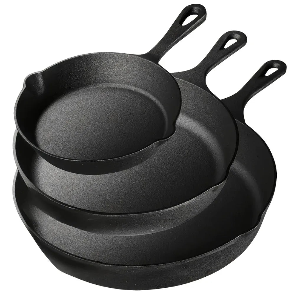 AEDG Cast Iron Skillet Set Preseasoned Heavy Duty Pans