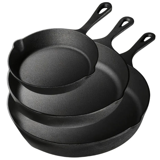 AEDG Cast Iron Skillet Set Pre Seasoned Heavy Duty Pans