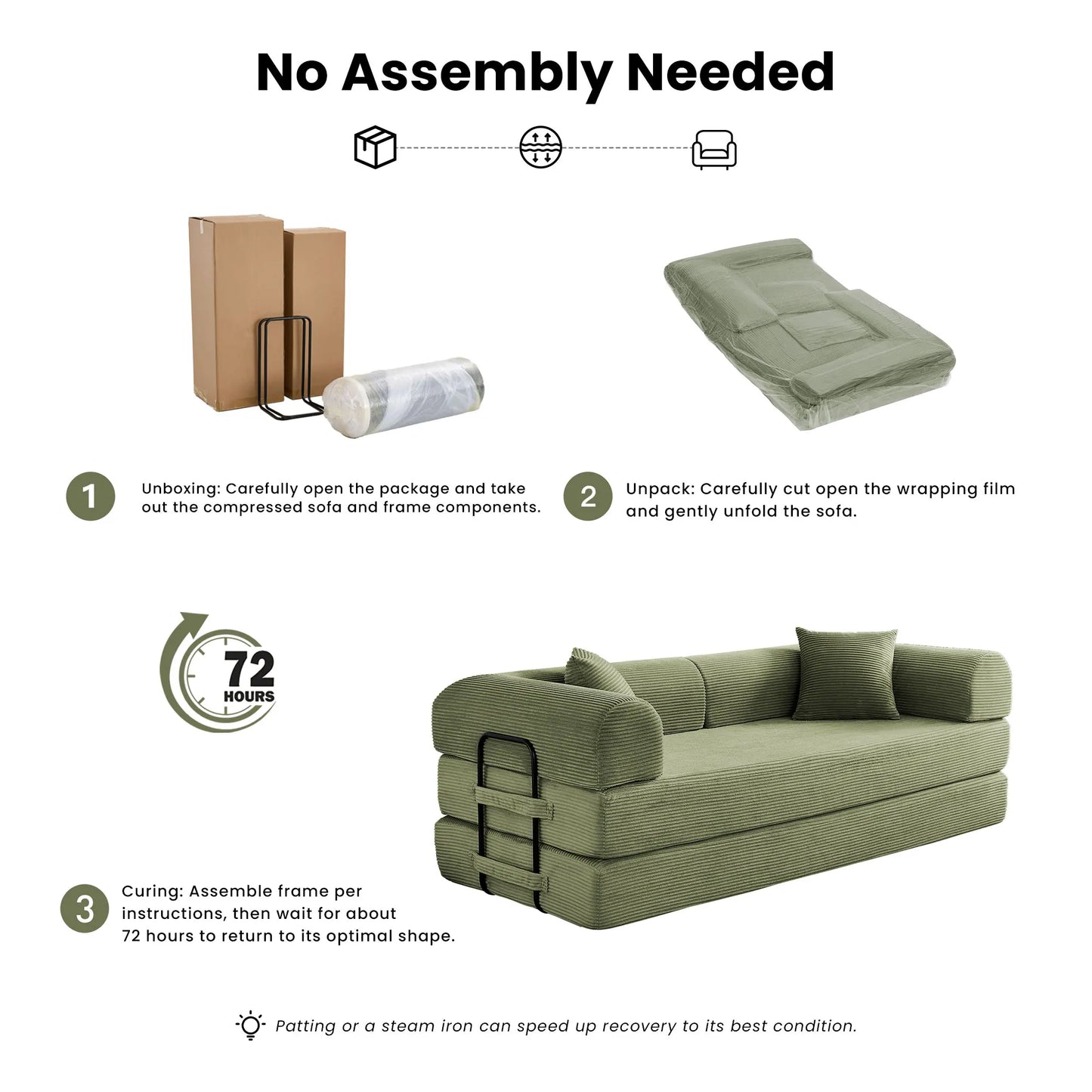 Corduroy Upholstered Convertible Sofa Bed Loveseat Sleeper