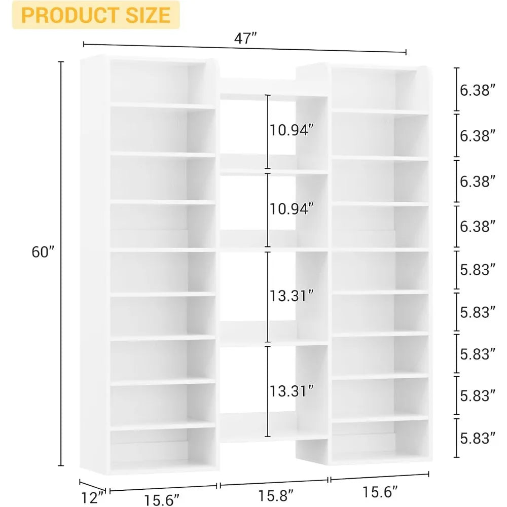 14-Tier Wood Shoe Cabinet Organizer Freestanding For Entryway