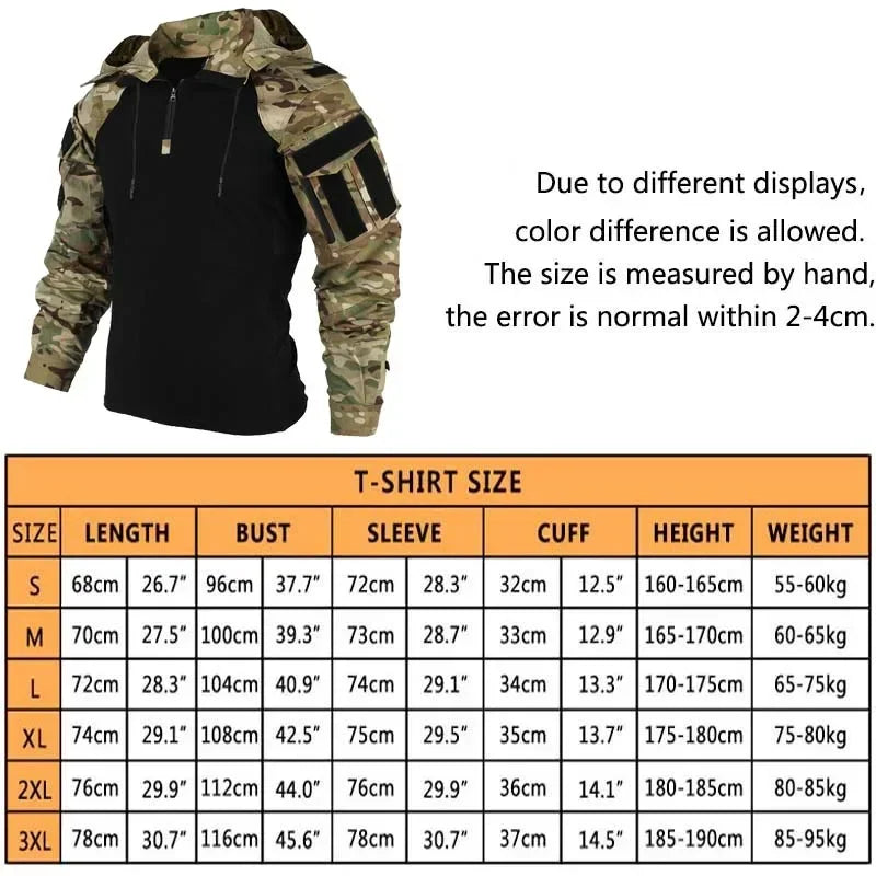 AUKUPKEECN Outdoor Camo Tactical Hooded Shirt for Men