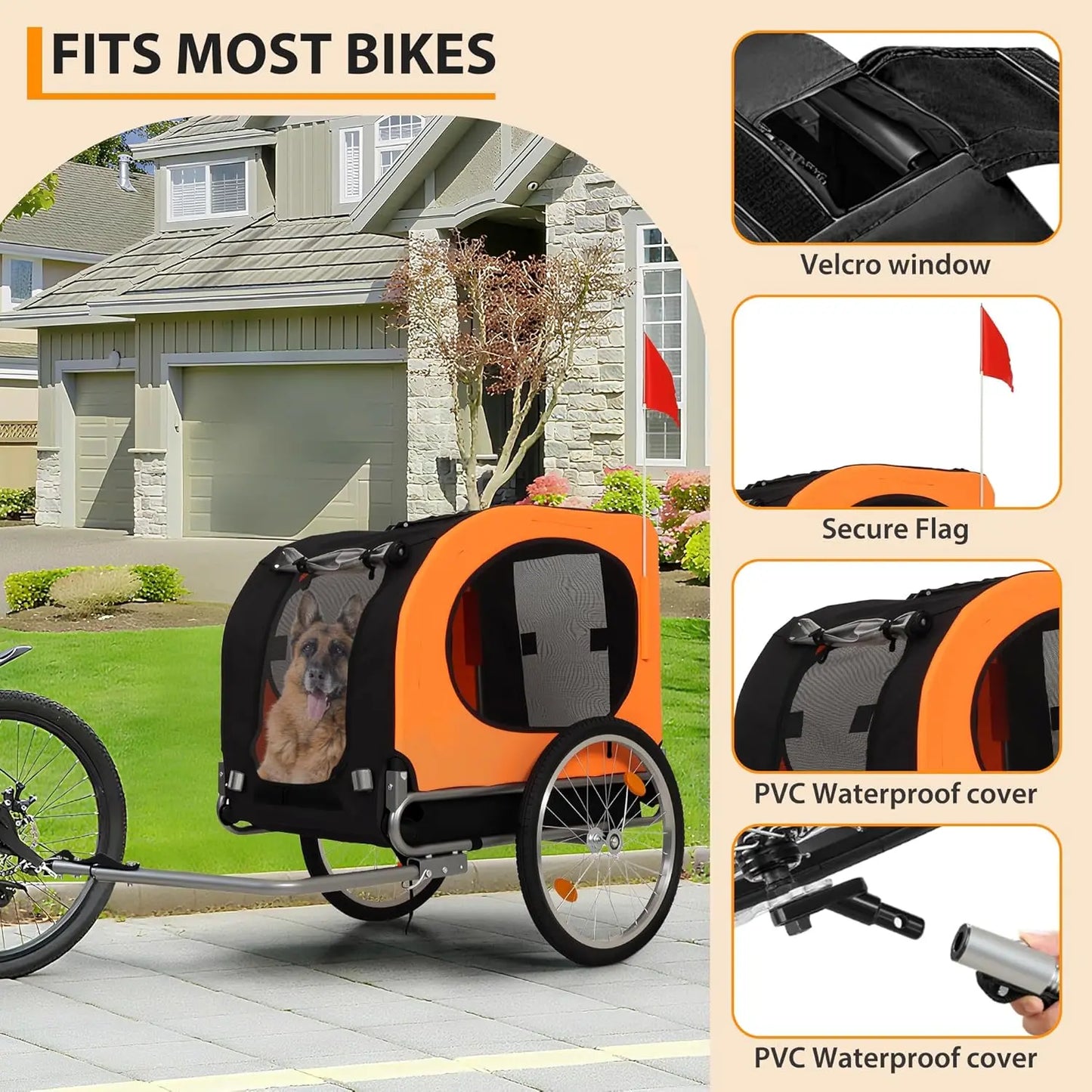 Twister.Ck Large Dog Bike Trailer With Fast Release Wheels