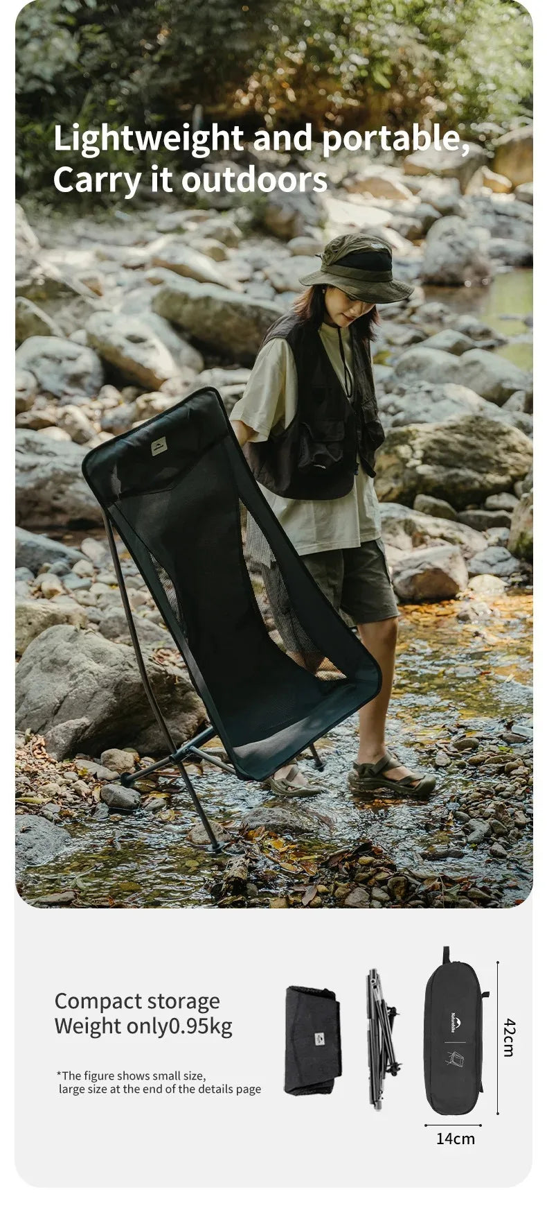 Naturehike Ultralight Folding Chair L04 150kg Load Capacity