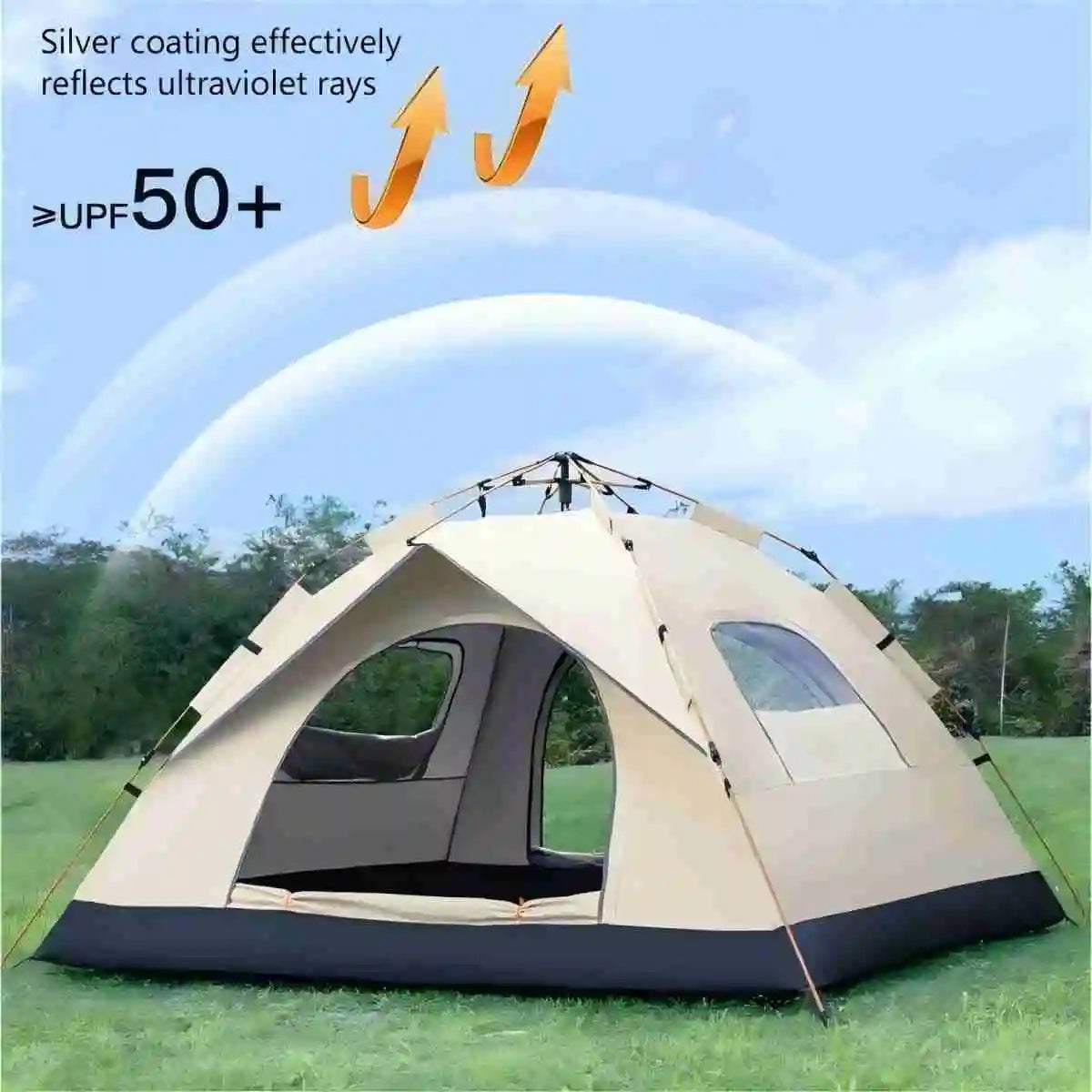 Pakicetus Outdoor Camping Tent With Auto Opening Two Doors Windows