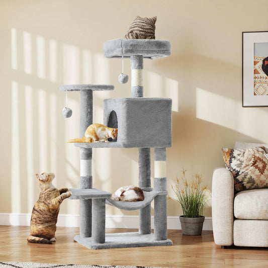 JHK Cat Tree Four Tier Tall Multi Cat Climbing Tower For Indoor Cats