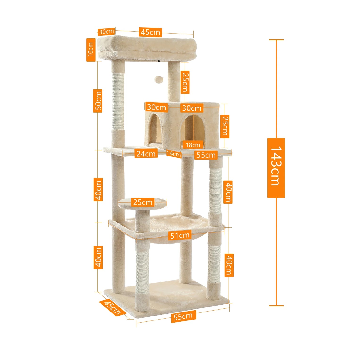 PawZ Road 5 Tier Indoor Cat Tree With Hammock