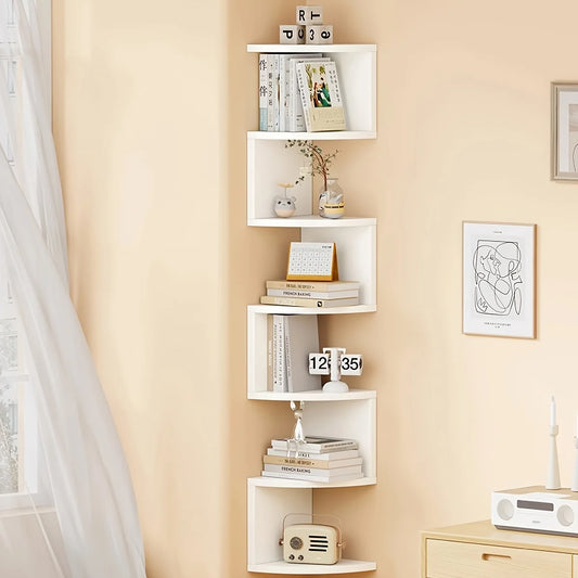 Rustic 7 Tier Corner Wall Shelf For Living Room Storage