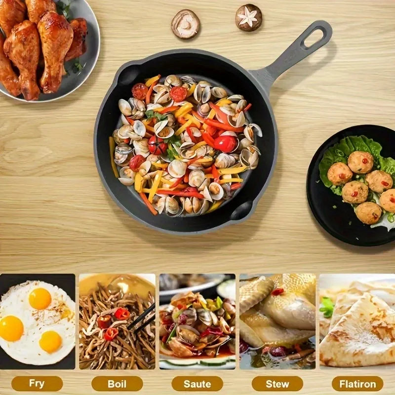 Cast Iron Skillet Set Induction Safe Uncoated Frying Pans