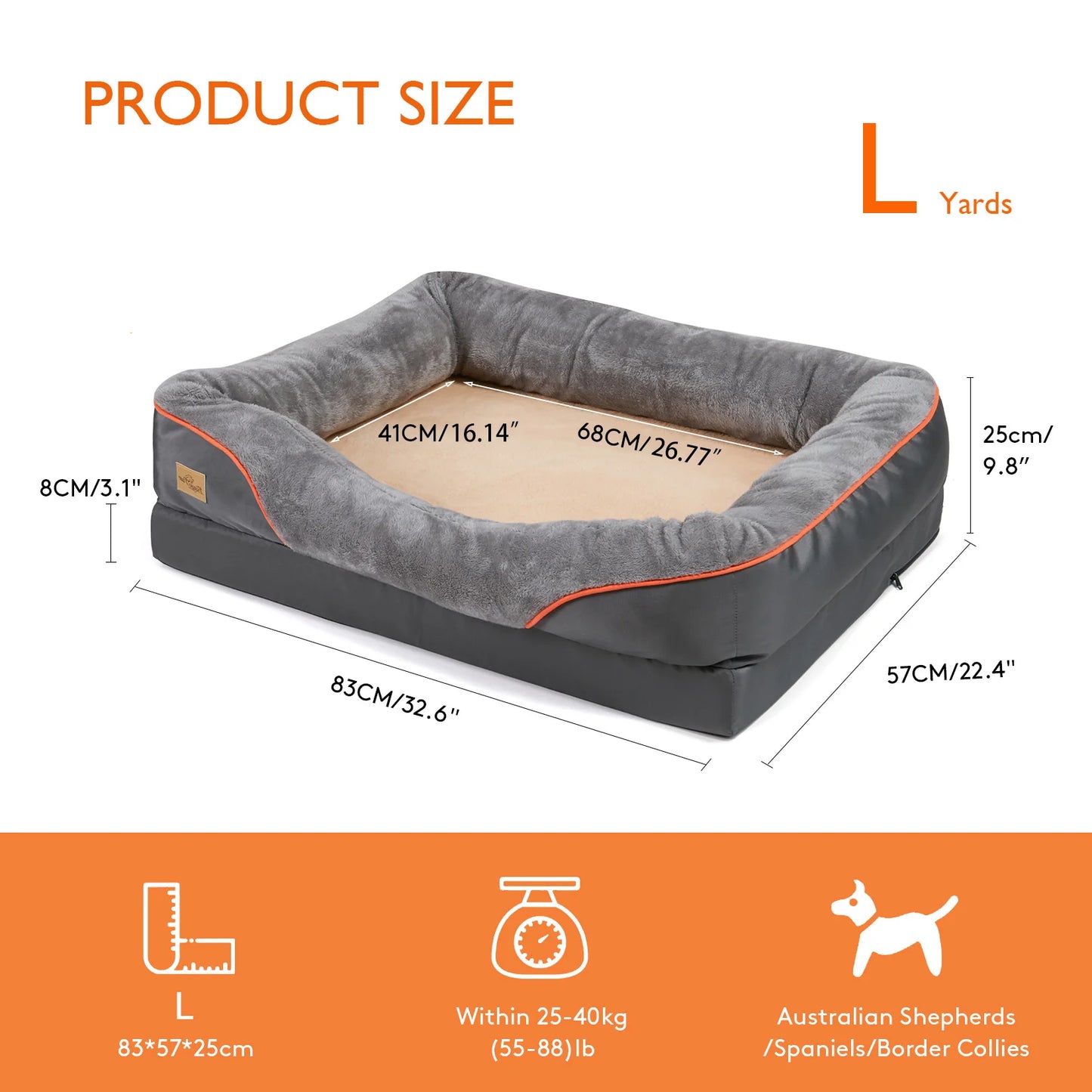BINGOPAW Dog Bed Anti Allergy Warm Fleece Removable Waterproof Cover