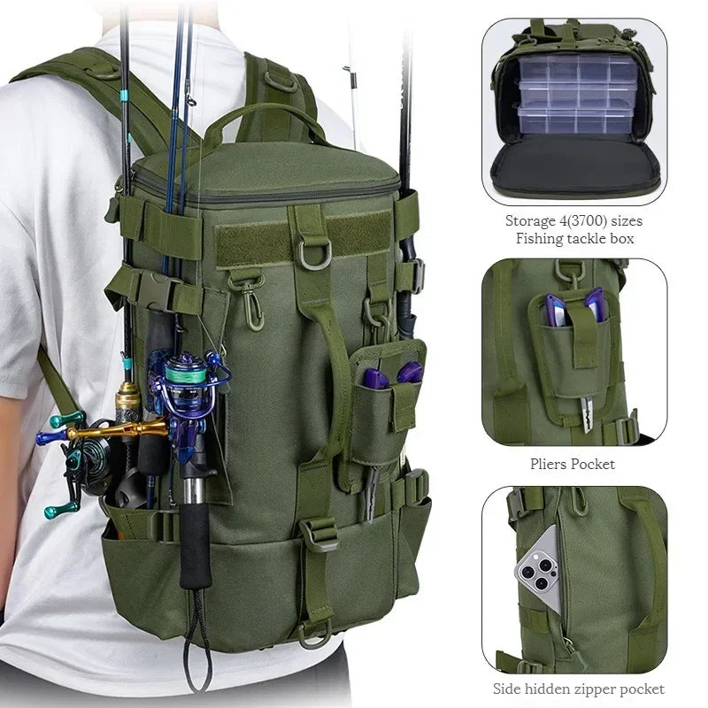 Multifunctional Fishing Backpack With Rod Storage For Outdoor Enthusiasts