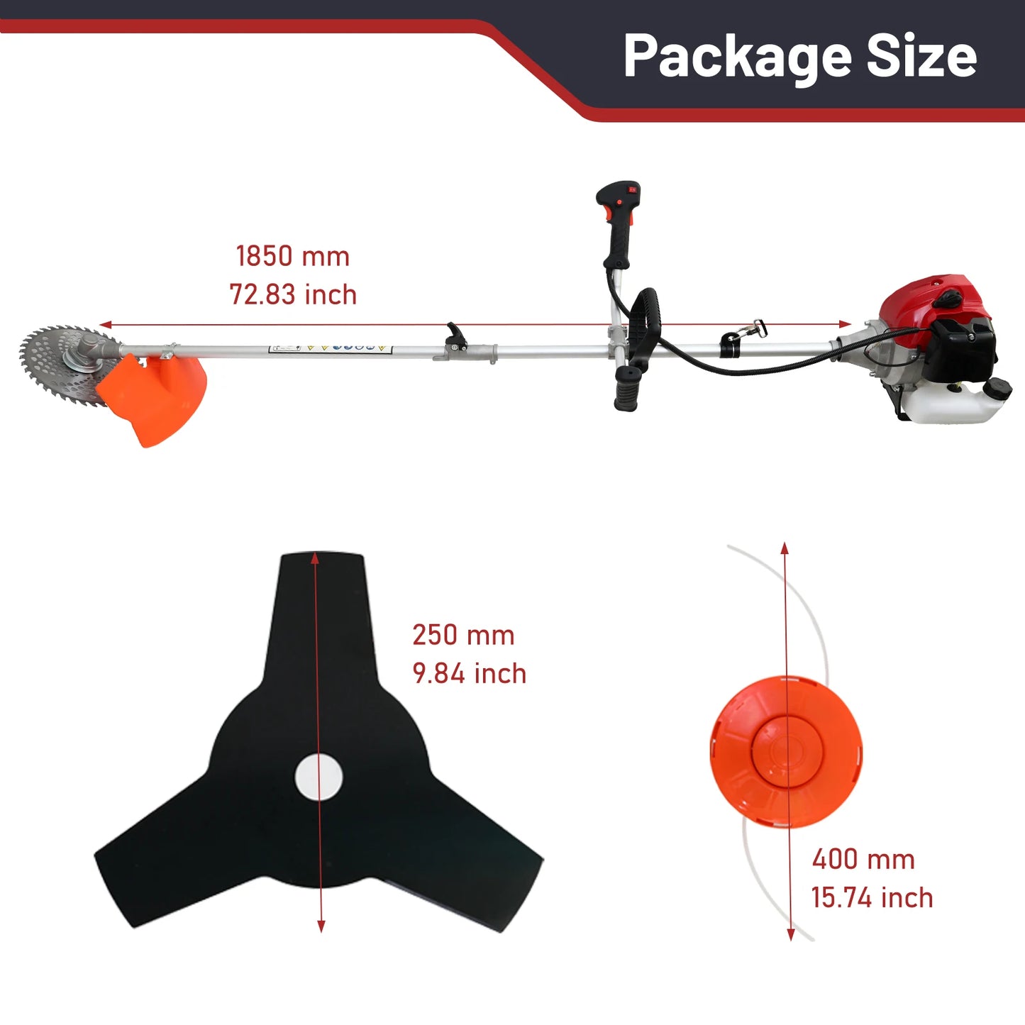 Gas Powered 4-In-1 Weed Wacker And Brush Cutter With Heads