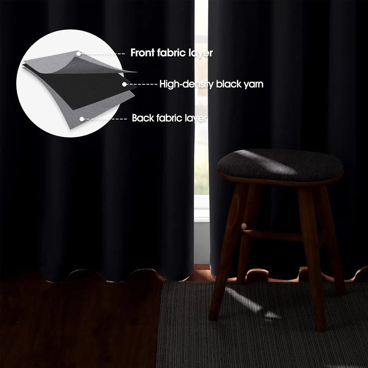 Blackout Curtains 4-Piece Set Heat Insulated For Bedroom And Living Room