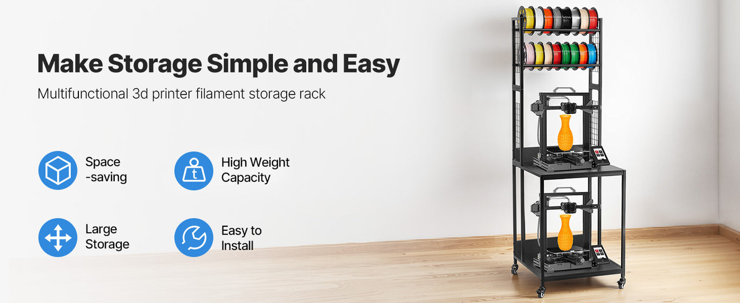 SucceBuy 4 Tier 3D Printer Filament Storage Rack With Wheels