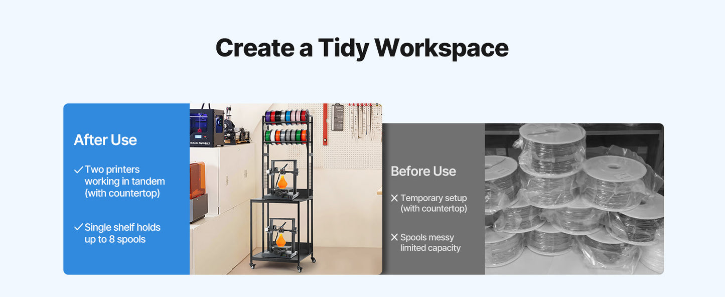SucceBuy 4 Tier 3D Printer Filament Storage Rack With Wheels
