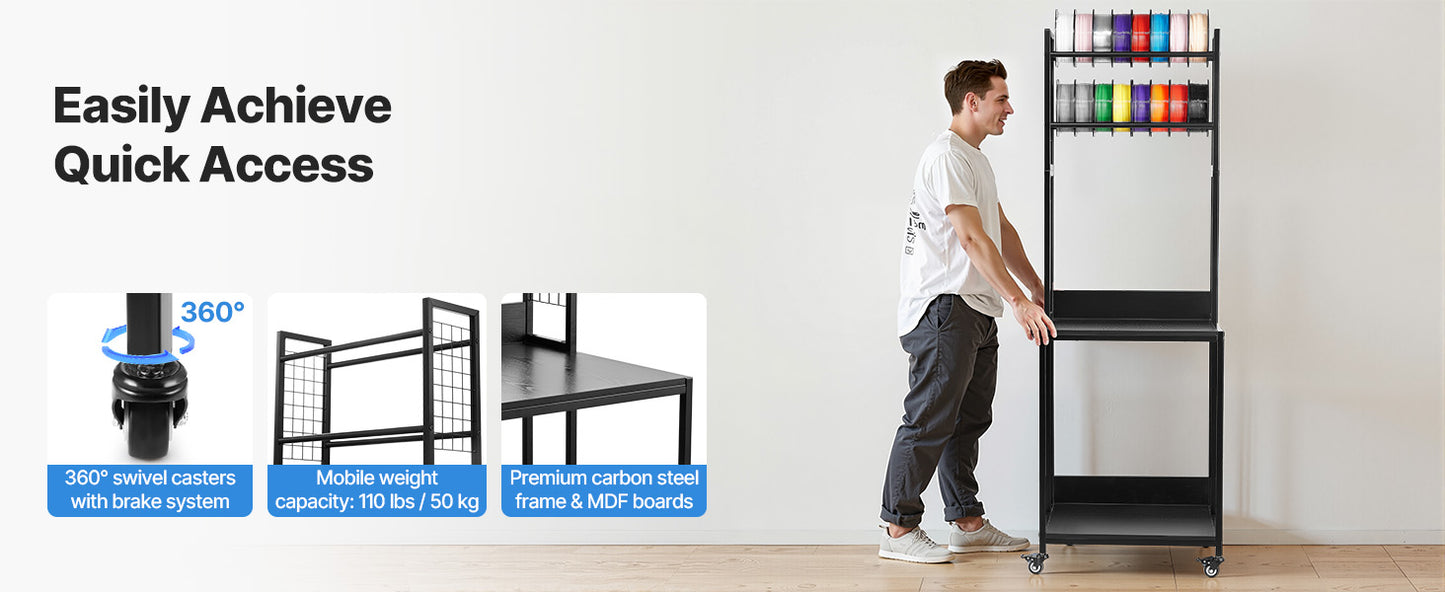 SucceBuy 4 Tier 3D Printer Filament Storage Rack With Wheels